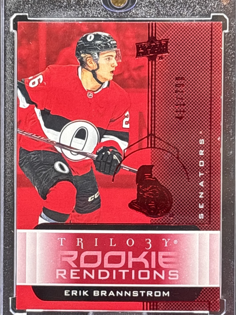 Upper D Trilogy Rookie Renditions Erik Brannstrom Trading Card - Red LE 411/799